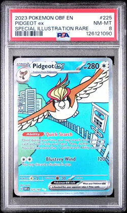 2023 POKEMON OBF EN-OBSIDIAN FLAMES SPECIAL ILLUSTRATION RARE PIDGEOT EX PSA 8 - Image 1