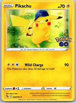 Pikachu (28) Holo Rare Pokemon GO 028/078 NM - Image 1