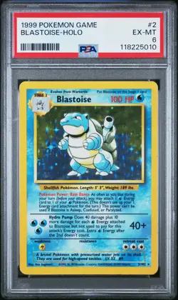 1999 POKEMON GAME BASE SET WOTC BLASTOISE HOLO RARE #2 PSA 6 - Image 1