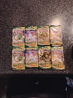 Pokemon TCG Sword & Shield Evolving Skies Booster Pack Lot Of 8 Packs-2 Art Sets - Image 1