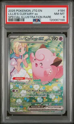 2025 POKEMON JTG EN-JOURNEY TOGETHER #184 LILLIE'S CLEFAIRY EX PSA 8 - Image 1