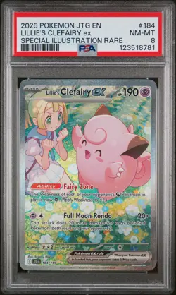2025 POKEMON JTG EN-JOURNEY TOGETHER #184 LILLIE'S CLEFAIRY EX PSA 8 - Image 1