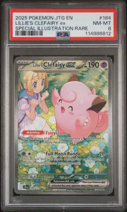 2025 POKEMON JTG EN-JOURNEY TOGETHER #184 LILLIE'S CLEFAIRY EX PSA 8 - Image 1