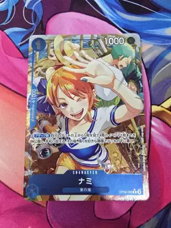 One Piece Card game Japanes Nami OP09-050 R Parallel Let's Start Campaign Promo - Image 1