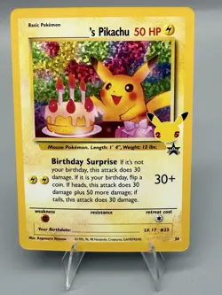 Birthday Pikachu Holo 24 Celebrations Classic Collection Pokemon 2021 NM - Image 1
