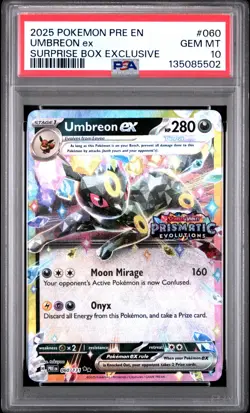 2025 POKEMON PRE EN-PRISMATIC EVOLUTIONS #060 UMBREON EX PSA 10 - Image 1