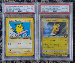 PSA 10 Surfing PIKACHU 28 Black STAR Promo & Pokemon Center SEA Pikachu 392/SM-P - Image 1