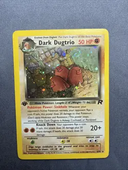 Dark Dugtrio 1st Edition 6/82 Holo Rare Swirl Team Rocket Pokemon WOTC Vintage - Image 1