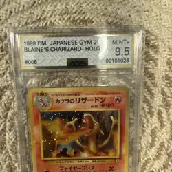 1999 Pokemon Blaine's CHARIZARD Japanese Holo Gym Heroes grade 9.5 MINT + - Image 3