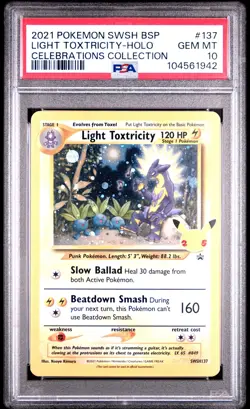 2021 POKEMON SWSH BLACK STAR PROMO #137 LIGHT TOXTRICITY-HOLO PSA 10 - Image 1