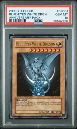 2008 YU-GI-OH! ANNIVERSARY PACK YAP1-EN001 BLUE-EYES WHITE DRAGON PSA 10 - Image 1