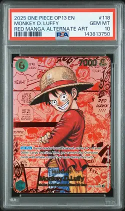 2025 ONE PIECE OP13-CARRYING ON HIS WILL #118 MONKEY D. LUFFY PSA 10 - Image 1