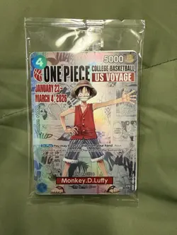 Bandai Namco Monkey.D.Luffy P-055 Promo Card One Piece College Basketball SEALED - Image 1