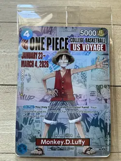 One Piece Monkey D. Luffy US Voyage College Basketball Promo Card Sealed Rutgers - Image 1