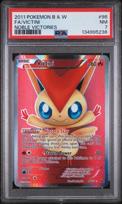 PSA 7 Victini Full Art Holo 98/101 - B&W Noble Victories Pokemon TCG English - Image 1