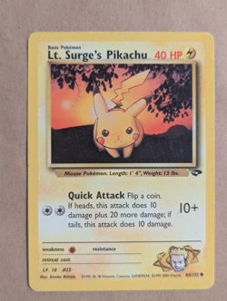 Lt. Surge's Pikachu - 84/132 - Pokemon Gym Challenge Unlimited Card WOTC LP - Image 1