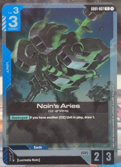 Noin's Aries GD01-007 Newtype Rising Foil Holo Gundam Card Game NM Rare OZ-07AMS - Image 1