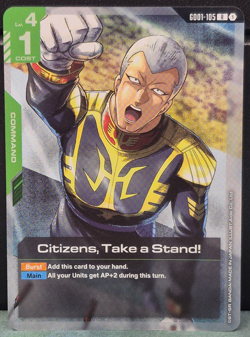 Citizens, Take a Stand! GD01-105 Rare Foil Newtype Rising Gundam Card Game NM - Image 1