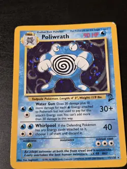 Poliwrath Base Set 2 Holo Rare Pokemon TCG Card 15/130 NM Condition - Image 1