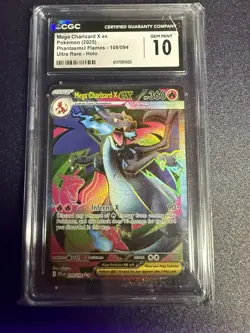 Pokemon Mega Charizard X Ex 109/094 Me02: Phantasmal Flames Holo CGC Gem Mint 10 - Image 1