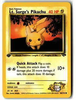 Lt. Surge's Pikachu ⭐ 84/132 1st Edition Gym Challenge 2000 Pokemon NM/LP - Image 1