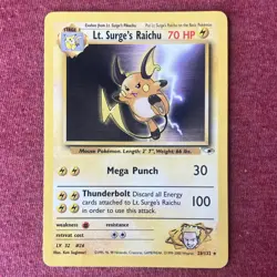 Pokemon Lt. Surge's Raichu Gym Challenge Rare Card 28/132 Wizards 2000 - Image 1