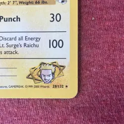 Pokemon Lt. Surge's Raichu Gym Challenge Rare Card 28/132 Wizards 2000 - Image 2