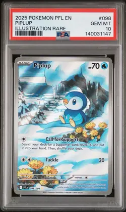 2025 POKEMON PFL EN-PHANTASMAL FLAMES ILLUSTRATION RARE #098 PIPLUP PSA 10 - Image 1