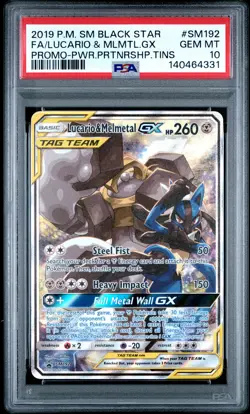 2019 Pokemon Power Partnership Promo Lucario & Melmetal GX Fa PSA 10 #SM192 - Image 1