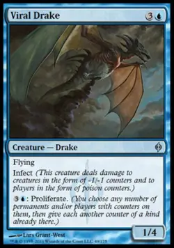 Viral Drake -Foil Light Play MTG New Phyrexia - Image 1