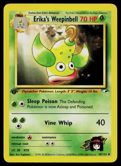 Pokemon Card - Erika's Weepinbell Gym Heroes 49/132 Uncommon 1st Edition - Image 1