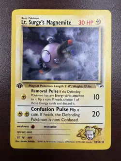 Pokemon Card - Lt. Surge's Magnemite Gym Heroes 50/132 Uncommon 1st Edition LP - Image 1