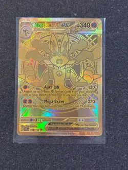 Pokemon Mega Lucario EX TCG Gold Holo Rare Card 188/132 Miscut - Image 1