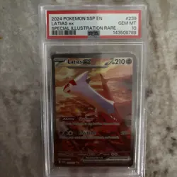 2024 POKEMON SSP EN-SURGING SPARKS SPECIAL ILLUSTRATION RARE LATIAS EX PSA 10 - Image 1