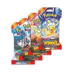 (4) POKEMON TCG SCARLET & VIOLET SURGING SPARKS SLEEVED BOOSTERS FULL ART SET - Image 1
