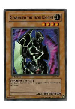 Yugioh- 1X Gearfried the Iron Knight - Super Rare - 1st Edition - PSV-101 - LP - Image 1