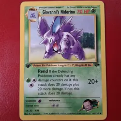 Giovanni's Nidorino 45/132 Gym Challenge Regular First Edition Pokemon Card. - Image 1