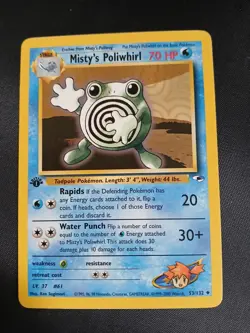 MISTY'S POLIWHIRL 53/132 1st Edition Gym Heroes WOTC Pokemon Card LP - Image 1