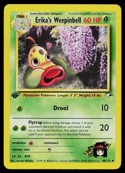 Pokemon Card - Erika's Weepinbell Gym Heroes 48/132 Uncommon 1st Edition - Image 1