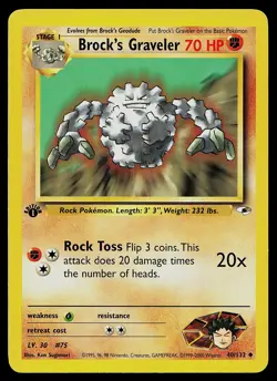 Pokemon Card - Brock's Graveler Gym Heroes 40/132 Uncommon 1st Edition - Image 1