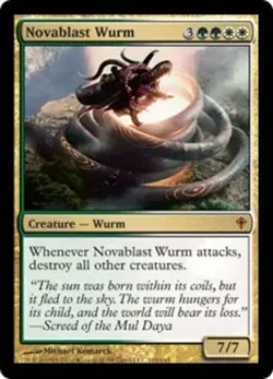 MTG Novablast Wurm, Worldwake, Heavily Played, English - Image 1