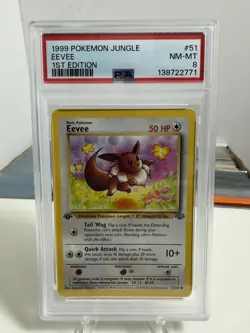 1st Edition Eevee, PSA 8, Pokemon Jungle (1999), 51/64 - Image 1