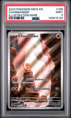 2023 POKEMON MEW EN-151 #168 CHARMANDER ILLUSTRATION RARE PSA MINT 9 - Image 1
