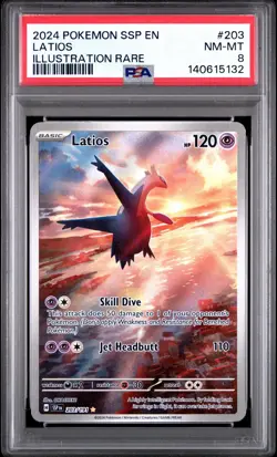 2024 POKEMON SSP EN-SURGING SPARKS ILLUSTRATION RARE #203 LATIOS PSA 8 - Image 1