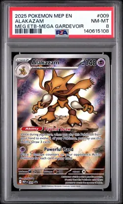 2025 POKEMON MEP EN ALAKAZAM MEG ETB-MEGA GARDEVOIR #009 - PSA 8 - Image 1