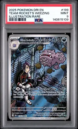 2025 Pokemon English Destined Rivals Team Rocket’s Weezing #199 PSA 9 - Image 1