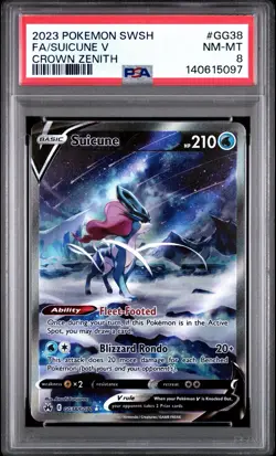 2023 Pokemon SWSH FA/ Suicune V Crown Zenith GG38 PSA 8 - Image 1