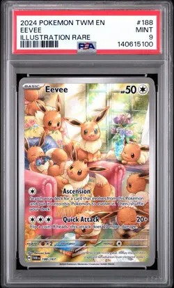 Pokemon TCG Eevee 188/167 Twilight Masquerade PSA 9 - Image 1