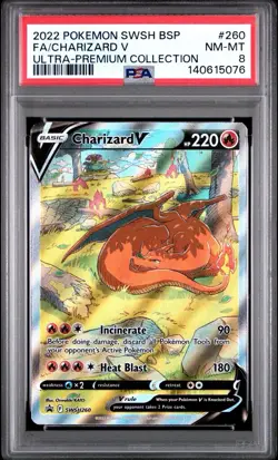 2022 Pokemon Charizard V SWSH260 SWSH Promo Full Art Holo PSA 8 - Image 1