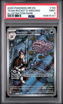 2025 Pokemon English Destined Rivals Team Rocket’s Weezing #199 PSA 9 - Image 1